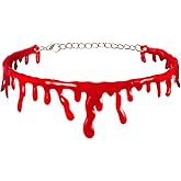 Horror Blood Drip Neck Cut Choker Necklace for Women Punk Soft Vampire Red Bloody Scar Throat Bleeding Lightweight Joke Necklace for Halloween Decoration Mardi Gras Party Cosplay Jewelry Gifts