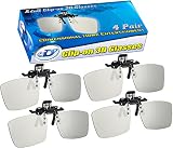 ED CINEMA Clip-On 3D GLASSES 4 PACK For LG 3D TVs  Adult Sized Passive Circular Polarized 3D Glasses