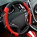 CAR PASS Line Rider Microfiber Leather Sporty Steering Wheel Cover Universal Fits for 95% Truck,SUV,Cars,14.5-15inch Anti-Slip Safety Comfortable Desgin (Black-Red)