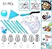 Joiedomi 51 Pieces Cake Icing and Decorating Kit Including 12 Stainless Steel Icing Tips, 25 Disposable Decorating Bags, Tri Color Coupler, Icing Spatulas, Icing Smoother, Cupcake Corer and More