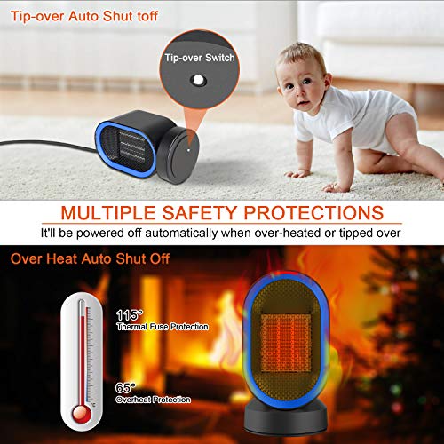 toyuugo Ceramic Space Heater, Small Electric PTC Heater Portable Desk