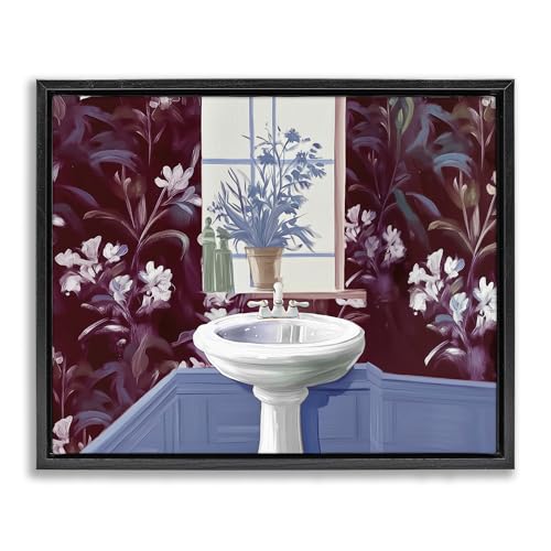Bathroom Salon Sink Floral Botanical, 24 x 30 Inch Canvas in Floater Frame