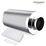 Amagabeli 6 inch Carbon Filter Odor Control 6 in Air Scrubber with Australia Virgin Coconut Activated Charcoal for Hydroponics Indoor Plants Grow Tent Room for 6" Inline Fan Combo Pre-filter Included