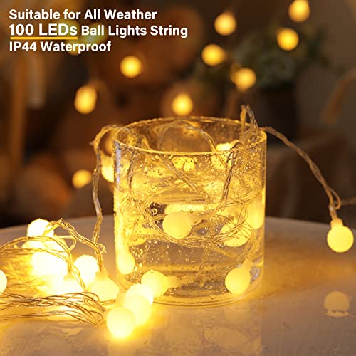 Globe String Lights, 33 Feet 100 Led Fairy Lights Plug in, 8