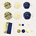NICROLANDEE Navy Blue Gold Party Decoration Kit Nautical Baby Shower Hanging Pom Poms Paper Garland Party Confetti for Get Ready Bridal Shower Wedding Birthday Bachelorette