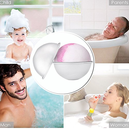 DIY Metal Bath Bomb Mold Kits, 12 pcs 3 Size with Baking Stickers Soap Molds Large & Small Bomb Molds Round Molds Fits for Crafting Your Homemade Own Fizzles by Meiso