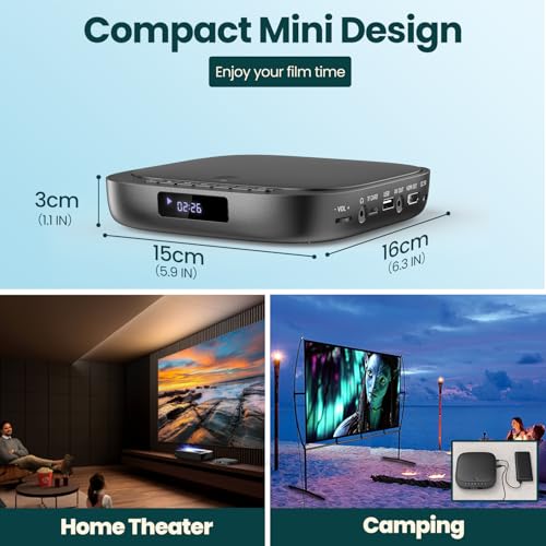 Desobry TV DVD Player With USB/TF Input, Built-in HDMI PAL/NTSC, Multizone, HDMI/RCA Cable, Memory Function