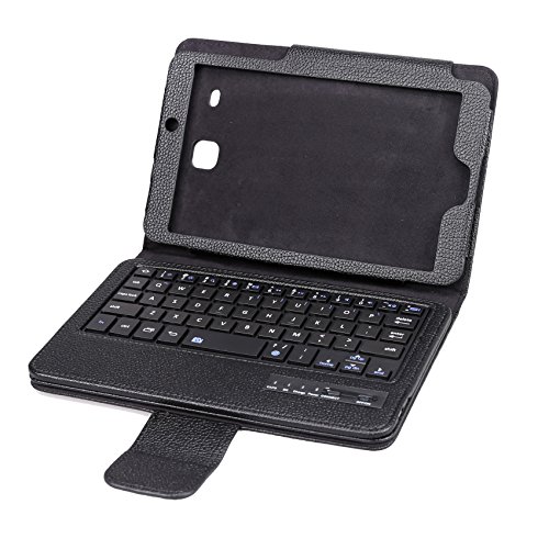 NEWSTYLE Removable Wireless Bluetooth Keyboard ABS Plastic Laptop Stylish Keys and Protective Case for Samsung Galaxy Tab E 8.0" 8.0 inch SM-T377 4G LTE Tablet (Black)
