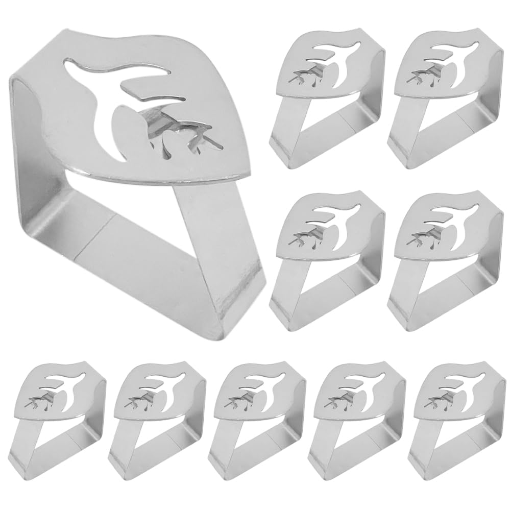 GZSYWZ Table Cloth Clips 10Pcs Table Cloth Holder Thick Table Cover Clips Stainless Steel Table Clips Picnic Table Clips for Party Wedding Camping Picnic Decoration Leaf Shape Silver Colour Brushed
