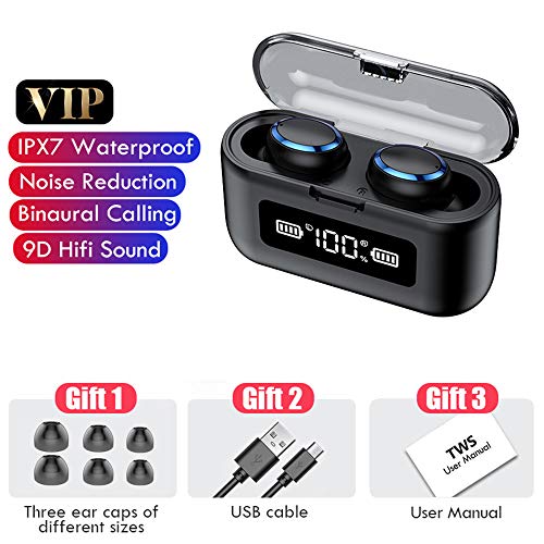 gdfh Bluetooth 5.0 Wireless Earbuds with Wireless Charging Case Waterproof TWS Stereo Headphones in Ear Built in Mic Headset Premium Sound with Deep Bass for Sport