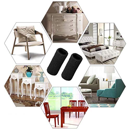 32 PCS Black Wool Knit Furniture Socks Maveek Chair Leg Floor Protector Chair Socks Elastic Polyester Floor Furniture Feet Covers Pads Knitting Socks Fit Furniture Leg Girth 1-1/2 to 2-1/4 Inches - Thumbnail 3