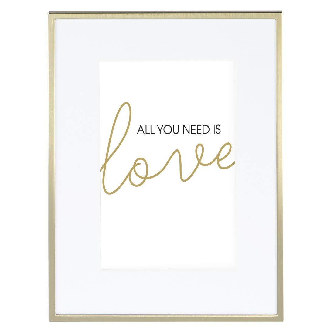 Hama Picture Frame 10 x 15 cm (Metal Photo Frame, Portrait Frame with Velvet Back Panel for Standing and Hanging) Matte Gold