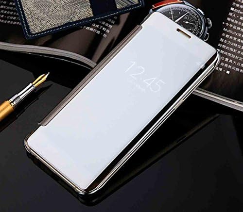 Galaxy S8 Mirror Shell, Translucent View Flip Cover, Shiny Plating Make Up Mirror, OMORRO Smart Sleep/Awake Hard Case For Samsung GalaxyS8, Silver