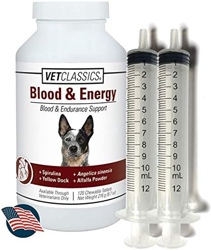 Garmon Vet Classics Canine Blood and Energy Endurance (120 Tablets) with 2 Multi-Purpose Reusable Oral Syringes (10cc, 10ml, 2 TSP.) for Dogs