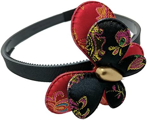 Huuha Butterfly Hair Band - Silk and Felt Handmade - Red or Yellow - Children and Adult Womens (Red)