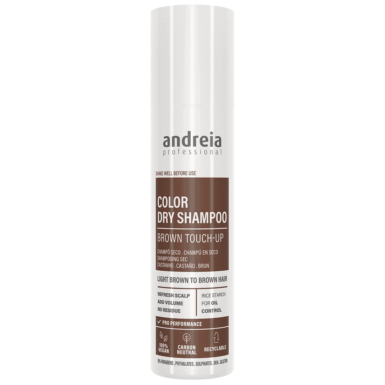Andreia Professional Colour Dry Shampoo Brown 150 ml - Hair Care - No Residue Formula - Covers Grey, Baldness, and Roots - All Hair Types