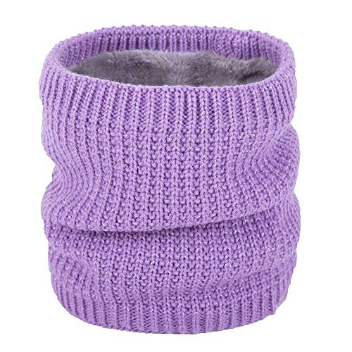 YIYEZI Warm Winter Knit Neck Circle Cowl Snood Multi-Purpose Wrap Shawl Scarf for Unisex Women Men (Purple)