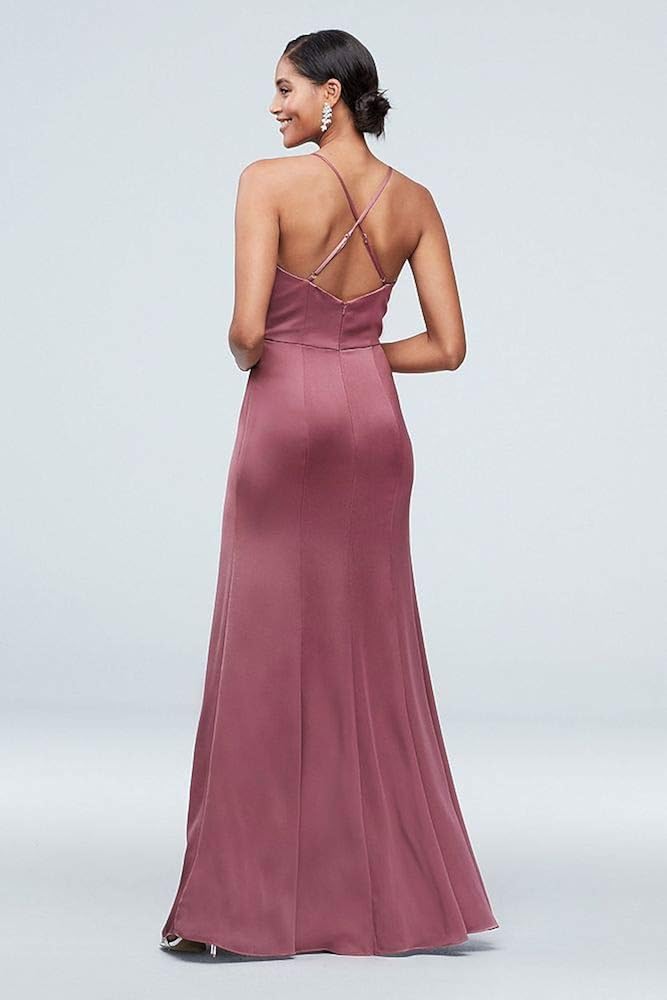 black crepe bridesmaid dress