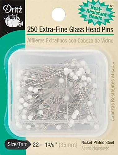 Dritz 1-3/8-Inch Extra Fine Glass Head Pins, 250 Count 2 PACK