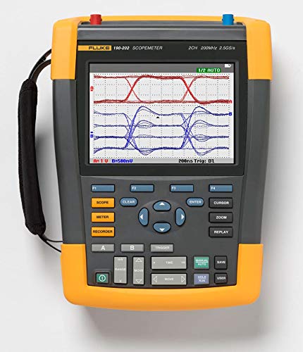 Fluke 190-202/AM 2 Channel LCD Color ScopeMeter Oscilloscope, 200 MHz Bandwidth, 1.7ns Rise time