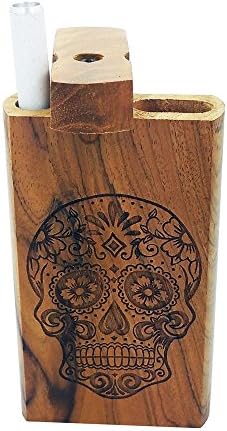 4" Wooden Tobacco Storage Box with Sugarskull from Smoke Promos