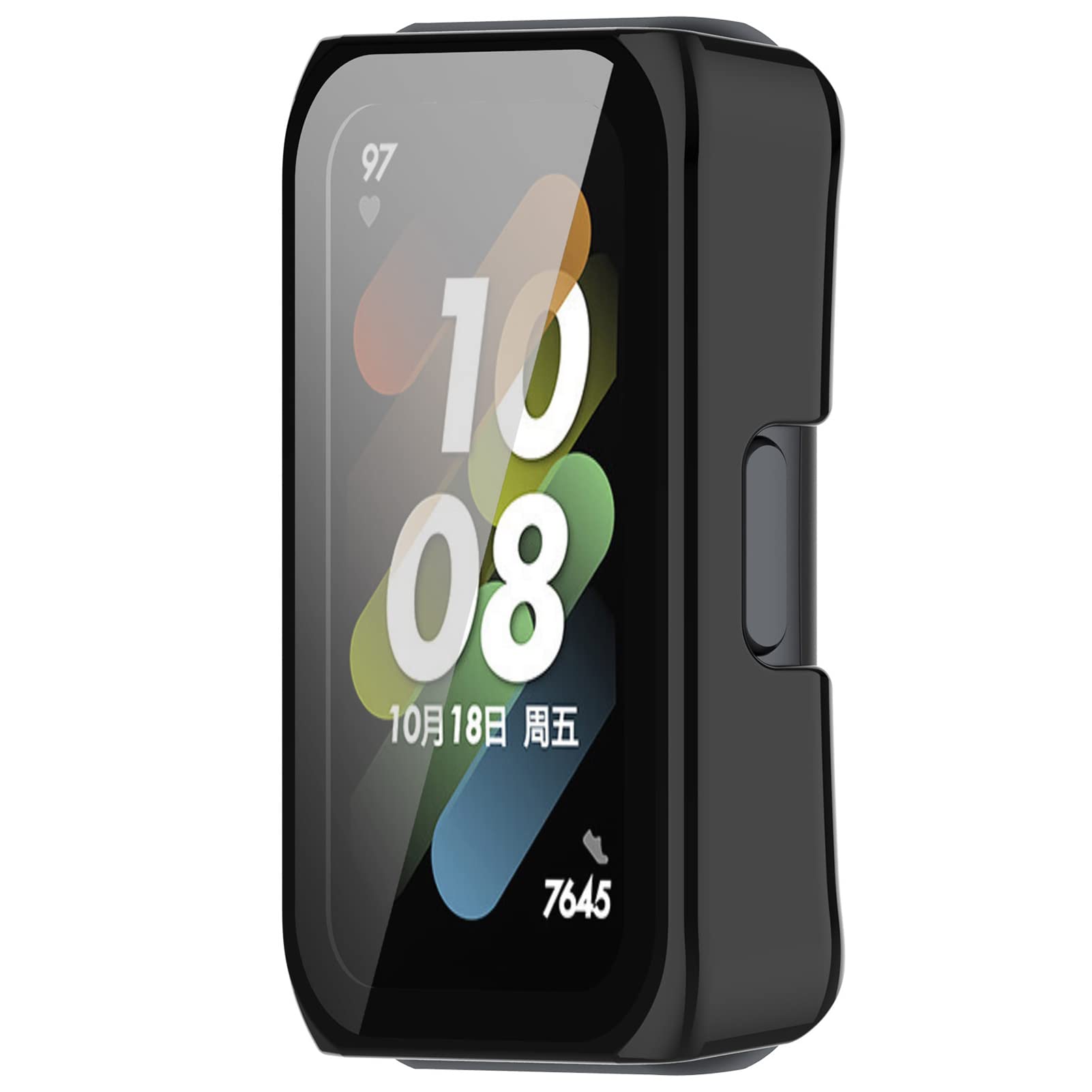 Full Coverage Case with Screen Protector Compatible with Huawei Band 7, Disscool PC and Real Glass Protective Case Cover Compatible with Huawei Band 7 NFC