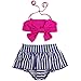 Jastore® Baby Girls Big Bowknot Stripe 2 Pieces Swimwear Swimsuits Beach Wear (2T, Rose)