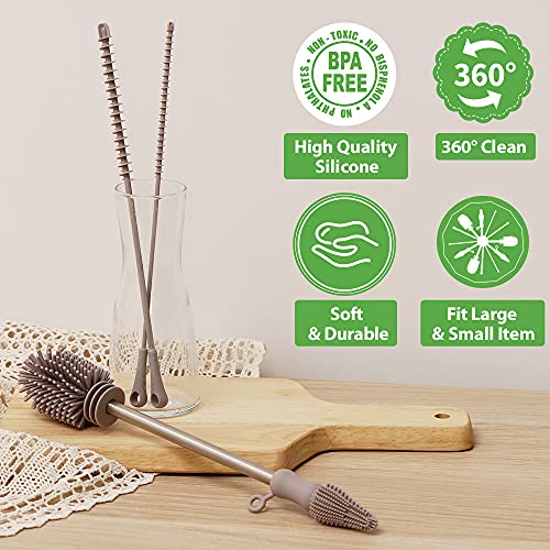 haakaa Silicone Cleaning Brush Set (SUVA Grey) Soft DoubleEnded Brush for Breast Pump