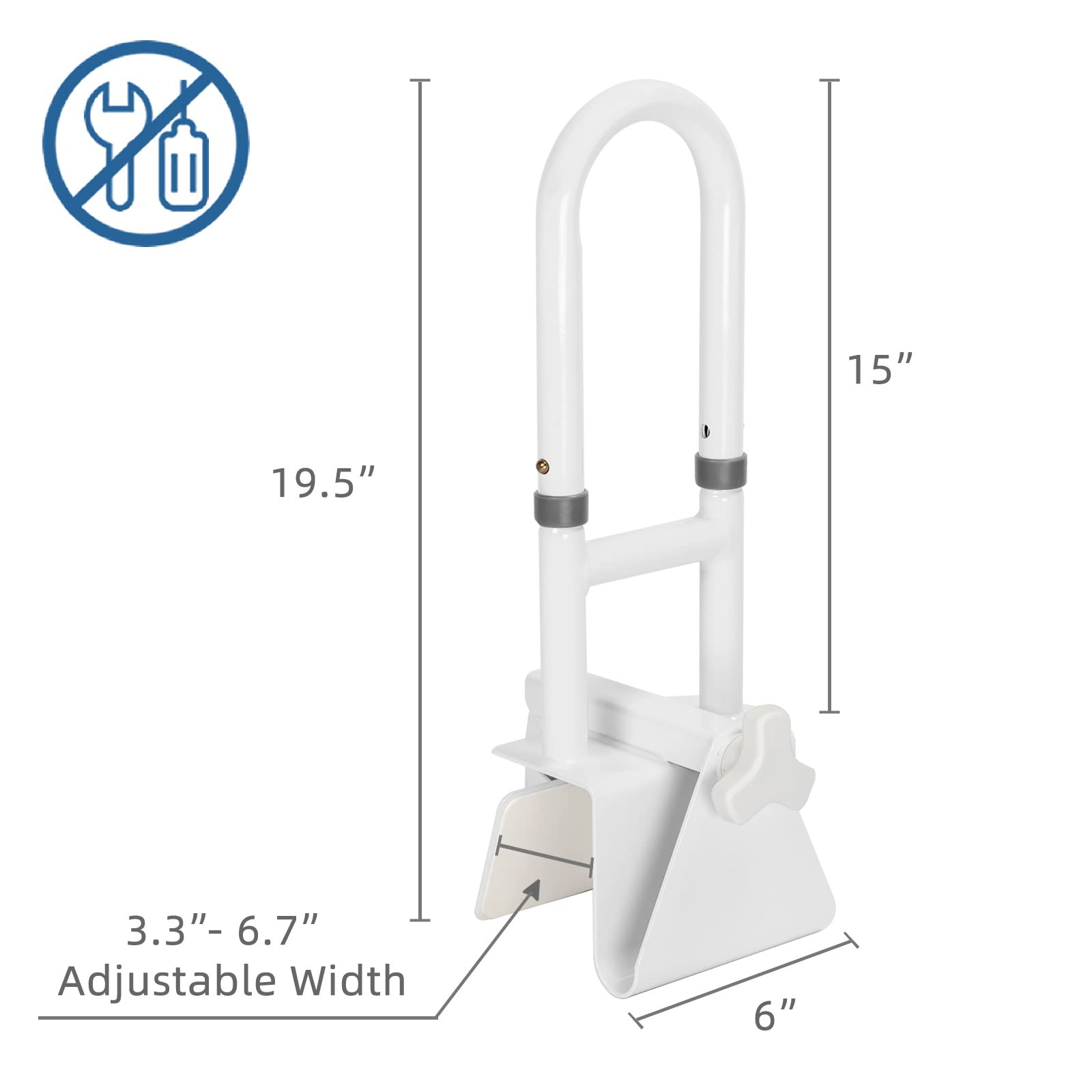HEPO Grab Bars for Bathtubs and Showers, Adjustable Bathtub Safety Rail for Seniors, Tub Grab Bar for Bathroom, Assistance Bathtub Handle Clamp for Elderly Bath Support, White