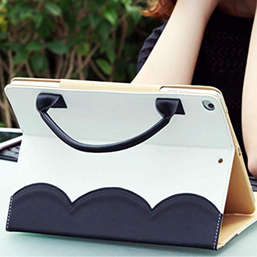 2018 iPad 6th Generation Case,elecfan PU Leather Handbag Smart Stand Case Auto Wake/Sleep Feature with Wallet File Pocket for Apple 2017&2018 iPad 9.7 - Black