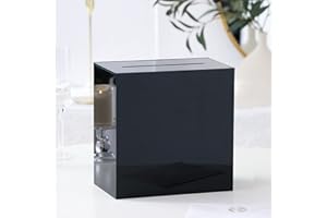 UNIQOOO Plain Black Acrylic Wedding Card Box with Slot, Large 10x10x5.5 inch w/No Print, Wedding Receptions Wishing Well Mone