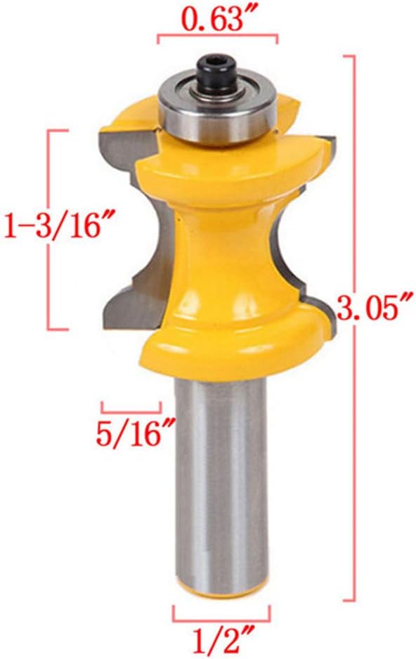 Vafany 1/2 Inch Shank Bullnose with Bead Column Face Molding Router Bit Woodworking Cutter