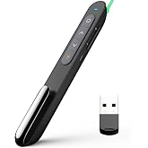 Norwii N76 Rechargeable Presentation clicker for PowerPoint Presentations | Green Laser Pointer, Presentation Remote with Customizable Button, support PowerPoint Hyperlink, volume control, Rechargeable