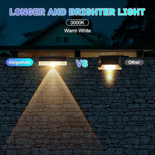 A.bigwhale Outdoor Solar Lamps, 12 Pieces LED Solar Lights for Outdoor Fence, Waterproof Outdoor Solar Sconce for Stairs, Steps, Fences, Railings, Patio, Terrace