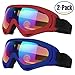 COOLOO Ski Goggles, 2 Pack Snow Goggles Snowboard Goggles for Men Women Kids - UV Protection Foam Anti-Scratch Dustproof