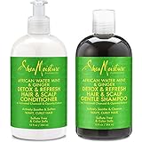 Shea Moisture, African Water Mint & Ginger - Detox Hair & Scalp Gentle Combination Set for Unisex, Shampoo 13 Fluid Ounce & Conditioner 13 Fluid Ounce
