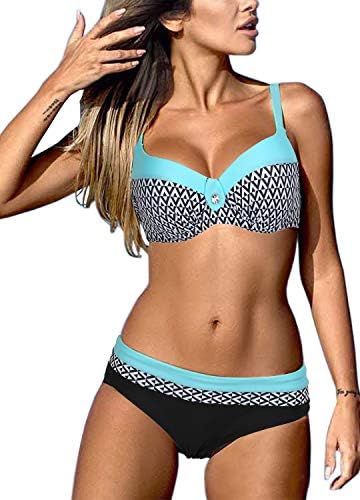 Bequemer Laden Women Bikini Sets Push up Swimsuit Plus Size Swimwear Beachwear Two Pieces Beach Bathing Suits with Adjustable Strap