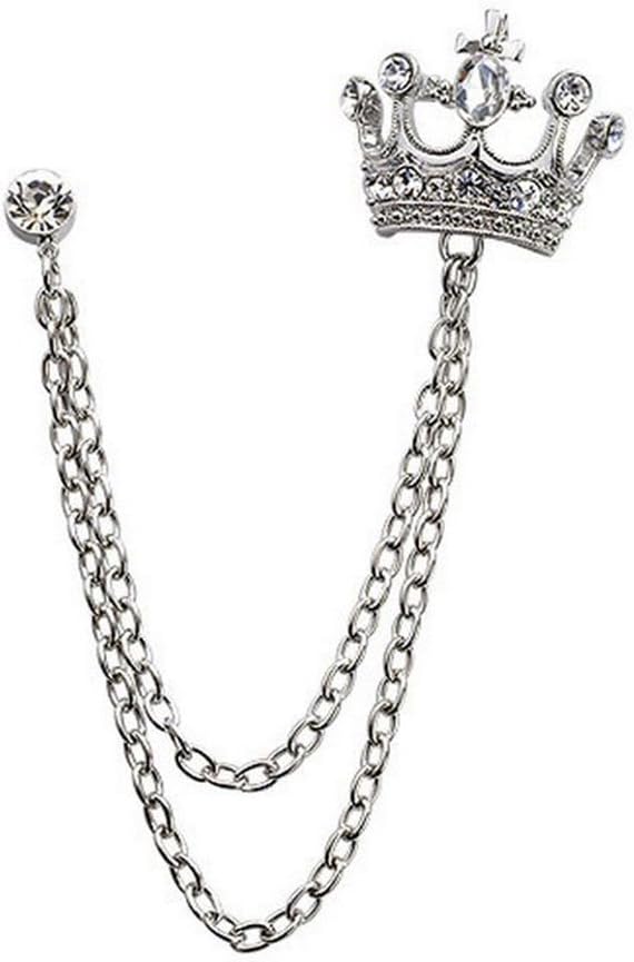 Girl Women Gold Silver Plated Brooch Crown Chain Zircon Pectoral Badge Brooch Pin Jewellery Decoration Ornament Birthday Gift