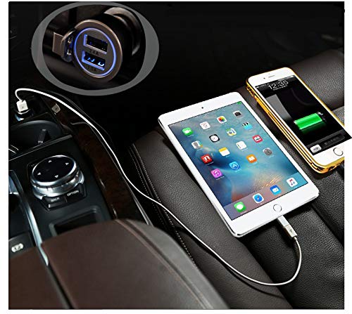 UMOGI 3 in 1 Dual USB Car Charger 2.4A Window Breaker Seat Belt Cutter Emergency Escape Tools Car Safety Hammer Compatible with iPhone/Samsung Galaxy/A9/Note,LG Google Pixel,iPad Pro/Air 2/Mini(Gray)
