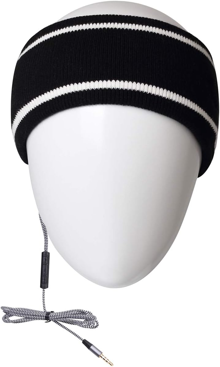 MMUSS Sleep Headphones with Mic, Volume Play/Stop Control Button and Ultra Thin Speakers. Perfect for Sleeping, Sports, Air Travel, Meditation and Relaxation (Black3)