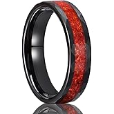 Concept Knight Tungsten Carbide Rings for Men and Women 8mm/6mm Hammered Inlaid with Red Opal Men's Engagement Wedding Bands High Polish