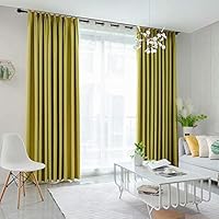 Leadtimes Yellow Blackout Curtain 102 Inches Long Living Room Customzied Linen Herringbone Window Treatment Grommet Room Divider Curtain, 1 Panel (Yellow, 52" W x 102" L)