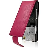 iGadgitz Pink Leather Flip Case Cover for Sony Walkman NWZ-A15 NWZ-A17 NW-A25 NW-A27 8GB 16GB 32GB & 64GB with Detachable Carabiner + Belt Loop + Magnetic Closure + Screen Protector