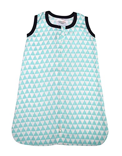 Bacati Tribal/Aztec 100% Cotton Muslin Sleeping Bag Wearable Blanket (Newborn (19 to 23 inches 5 to 12 lbs), Aqua Triangles)