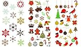 325 Christmas and Holiday Temporary Flash Tattoos (10 Premium Sheets of Metallic Gold, Silver, Red, Black, Green and Multi-Color, Multi Design Festive Tattoos)