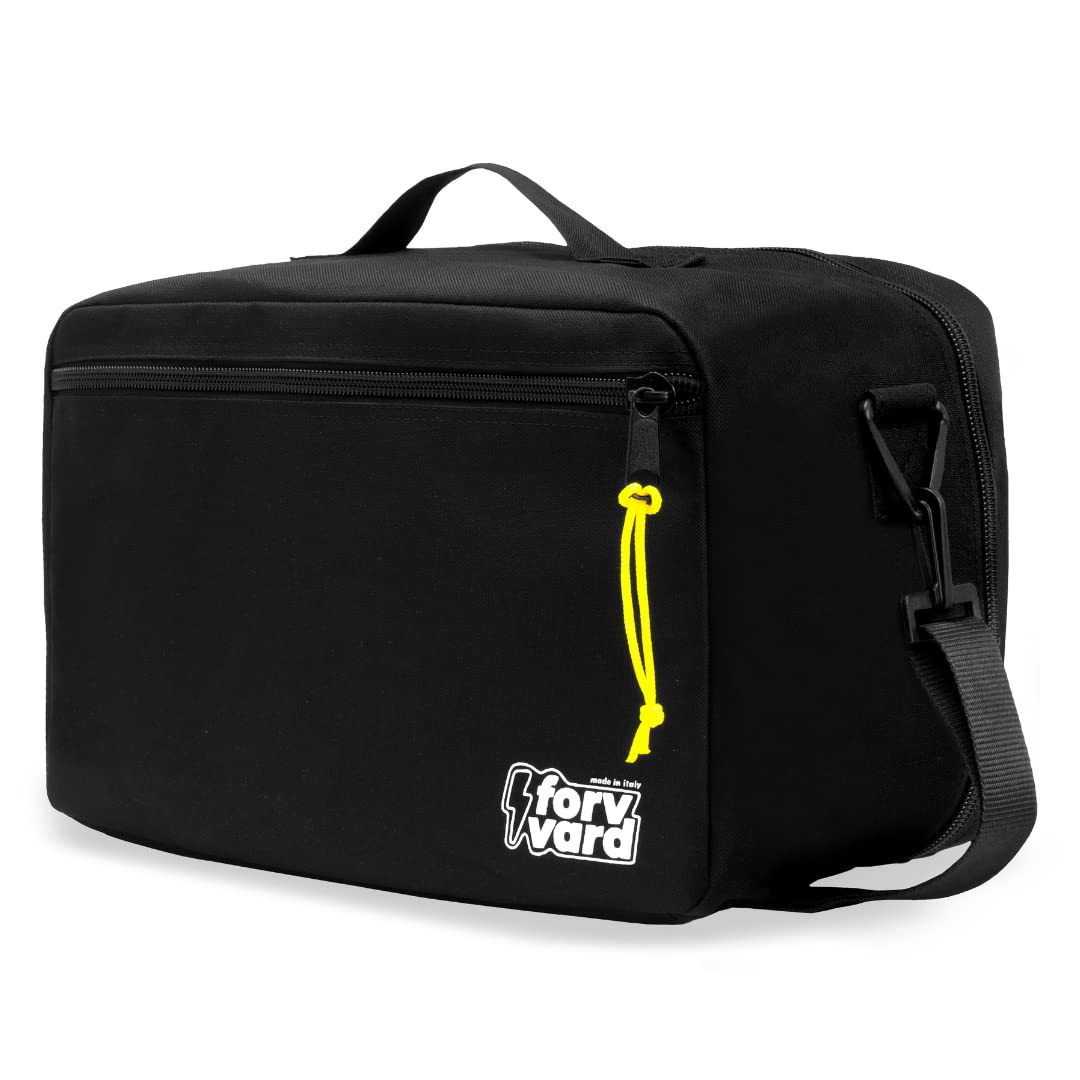 Ryanair Hand Luggage 40 x 20 x 25 cm - Made in Italy - Travel Bag - Shoulder Strap and Trolley Attachment - Water-Repellent, Durable, Ultralight and Foldable, Black