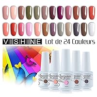 Vishine 24 Colors Gift Set Gel Nail Polish Kit Soak Off UV LED Nail Gel Polishes for Nail Art 8 ML/PC Pack of 24 Pretty Colors Series Kit