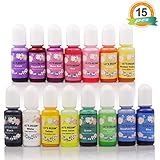 LET'S RESIN 15 Colors Epoxy Pigment, Translucent Liquid Resin Colorant Each 0.35oz, Non-Toxic Epoxy Resin Dye Mix Color Liquid Dye for Resin Jewelry DIY Crafts Art Making