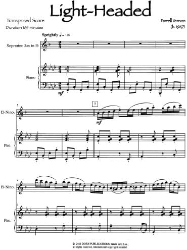 Light-Headed for Sopranino Saxophone and Piano by Farrell Vernon