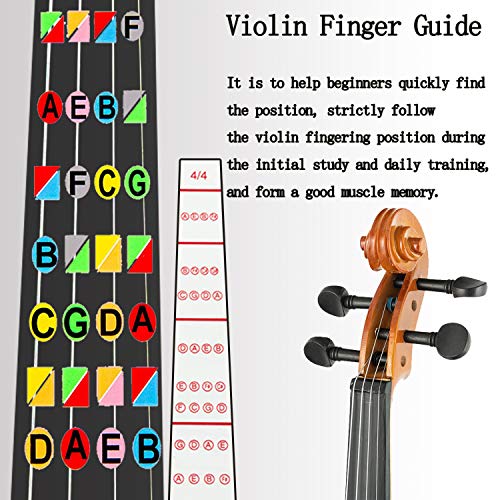 LAGRIMA 4/4 Beginner Violin,Violin Notes Sticker, Handcrafted Acoustic Violin Starter Kit, Case, Bow, Tunner,Rosin and Chin Rest - Thumbnail 4